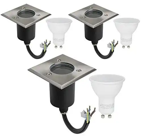 Bodeneinbaustrahler 3er Set mit IP67 für Außenbereiche