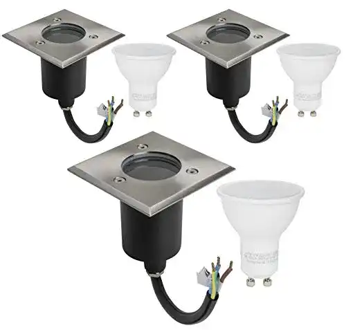 Bodeneinbaustrahler 3er Set mit IP67 für Außenbereiche