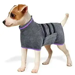 Hundebademantel aus Mikrofaser mit Klettverschluss für Hunde und Katzen