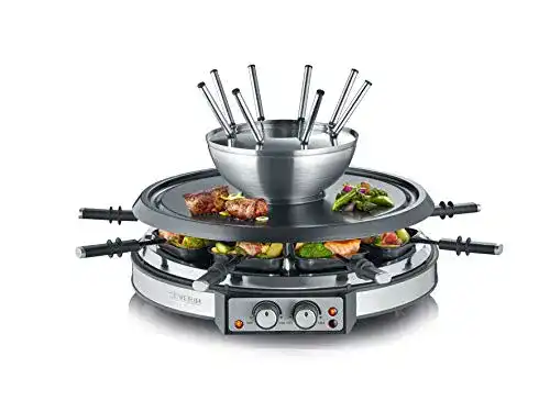 Fondue Set Severin Raclette-Fondue-Kombination, 1900 W für 8 Personen