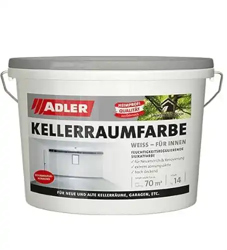 Silikatfarbe Adler Kellerraumfarbe, weiß, geruchsneutral, 14 kg