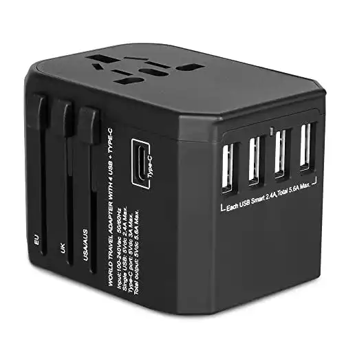 Reiseadapter Evershop für 224+ Länder mit 5,6A und 4 USB-Ports