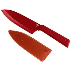 Kuhn Rikon Colori+ Santokumesser groß mit Klinge und Klingenschutz