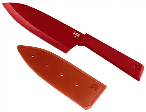 Kuhn Rikon Colori+ Santokumesser groß mit Klinge und Klingenschutz