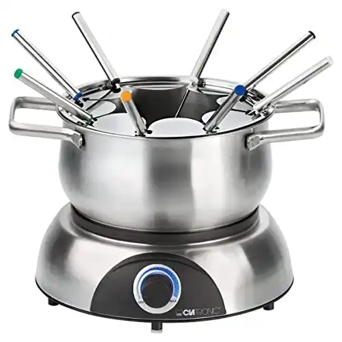 Schokofondue Clatronic Fondue-Set aus Edelstahl mit Gabeln und Thermostat