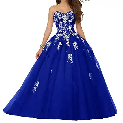 Ballkleid Vantexi Damen Spitze Tüll A-Linie Lang Abendkleid