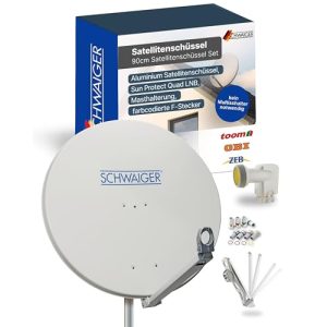 Schwaiger 4593 Satelliten-Set mit Satellitenschüssel und Quad LNB