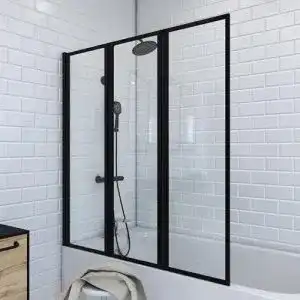 Badewannenfaltwand Marwell 3-teilig 125×143 cm mit schwenkbaren Elementen