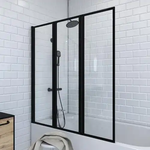 Badewannenfaltwand Marwell 3-teilig 125×143 cm mit schwenkbaren Elementen