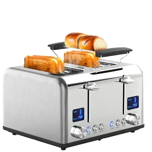 Toaster 4 Scheiben Steinborg Toaster Langschlitz, digitales Display