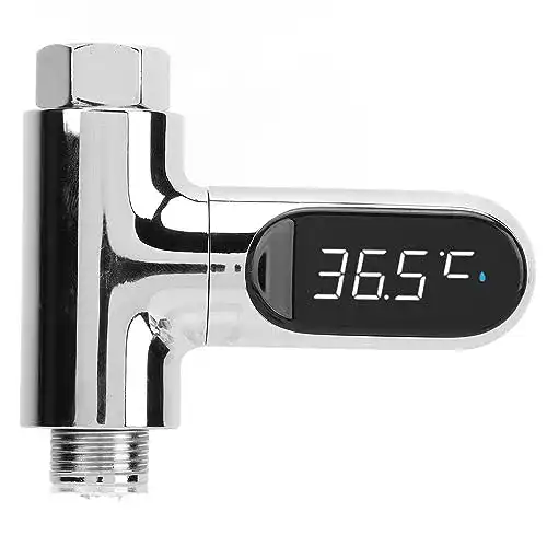 Duschthermometer mit LED-Anzeige für Babybad, Aluminium Wasserthermometer