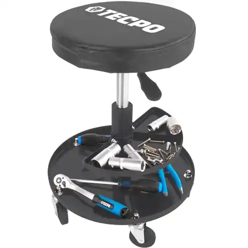 Werkstatthocker TECPO mit 135 kg Tragkraft und Ablagefläche
