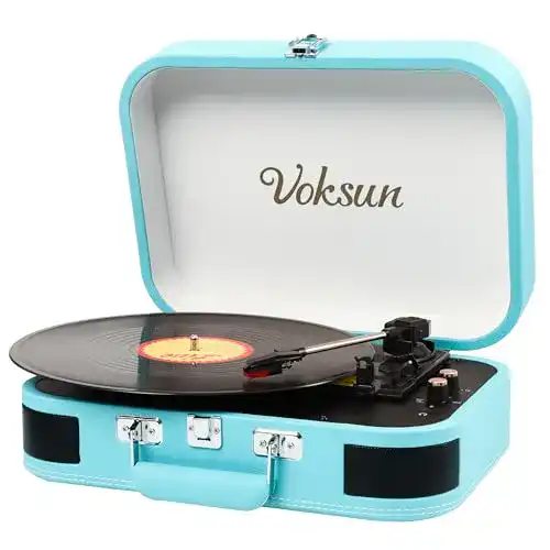 Plattenspieler mit Lautsprecher von Voksun und Bluetooth-Funktion