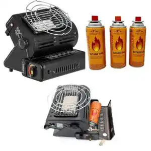Zeltheizung Gas Smh Line – 2in1 Camping Heizstrahler mit 3 Gaskartuschen
