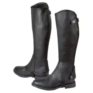 Covalliero Minichaps Elasto Leder mit Elastikeinsatz in Schwarz