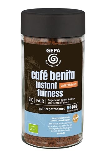 Löslicher entkoffeinierter Kaffee GEPA Bio-Café Benita