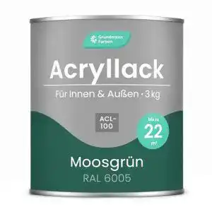 Acryllack Grundmann ACL 100 in Grün, 3 kg für Innen und Außen