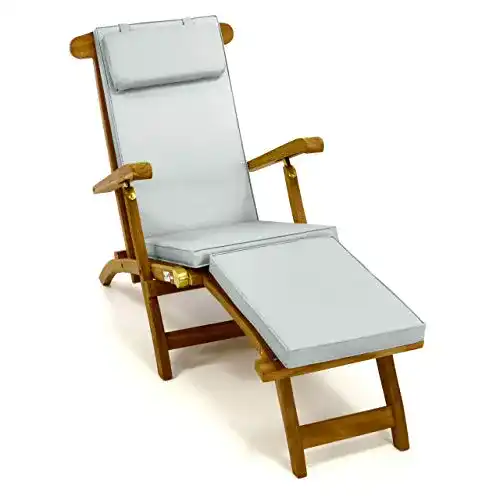 Teak Deckchair Nexos DIVERO Liegestuhl mit abnehmbarem Fußteil