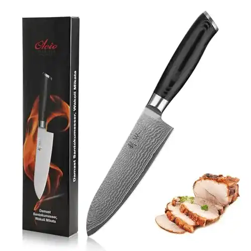 Santoku Damastmesser Wakoli Mikata mit 16 cm Klinge