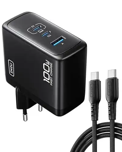 Iniu USB C Ladegerät 100W 3-Port für Laptops und Mobilgeräte