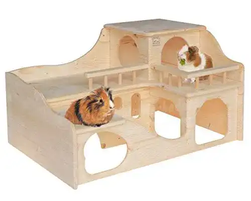 Meerschweinchenhaus Resch aus Fichte – Modell Nr. 35 mit Tunnel
