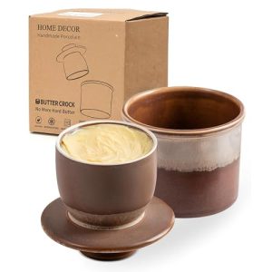 Französische Butterdose aus Keramik mit Deckel für streichfähige Butter