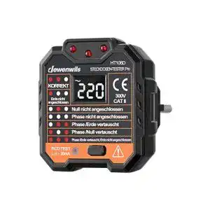 Steckdosentester Dewenwils mit RCD-Prüfung und LCD-Display