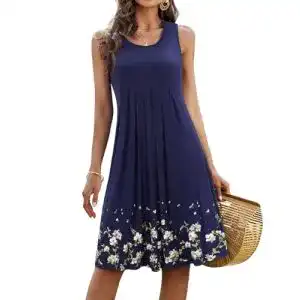 Sommerkleid Kilig Damen Midi Strandkleid Ärmellos für Freizeit und Urlaub