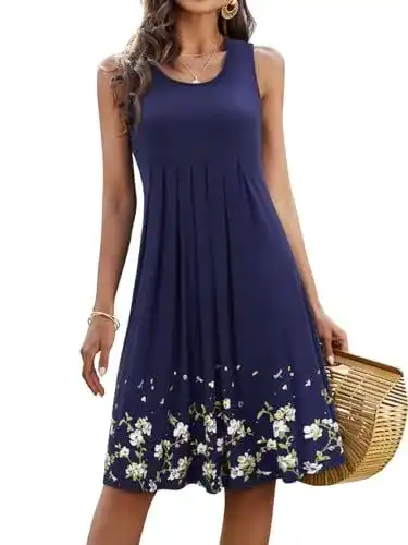 Sommerkleid Kilig Damen Midi Strandkleid Ärmellos für Freizeit und Urlaub