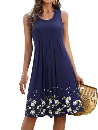 Sommerkleid Kilig Damen Midi Strandkleid Ärmellos für Freizeit und Urlaub
