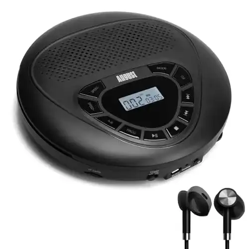 August SE10 Tragbarer CD-Player mit Lautsprecher und MP3-Unterstützung