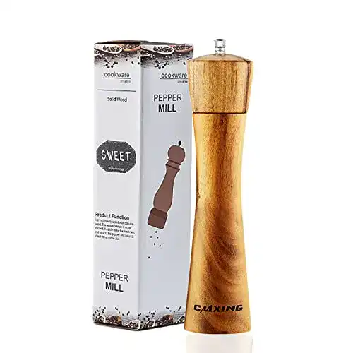 CMXING Pfeffermühle aus Holz mit manuellem Keramikmahlwerk