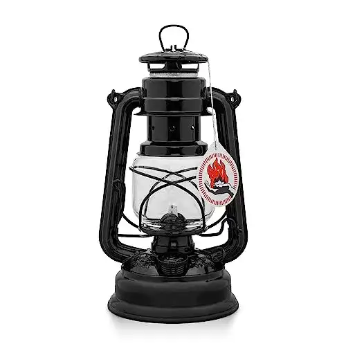 Sturmlaterne Feuerhand 276 in Tiefschwarz für Outdoor-Anwendungen