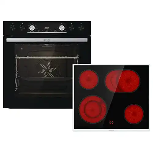 Gorenje Einbaubackofen-Set Black mit Pyrolyse und Glaskeramik-Kochfeld