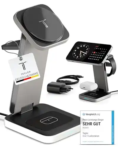 TEGLER 3-in-1 MagSafe Ladestation für iPhone, Apple Watch und AirPods