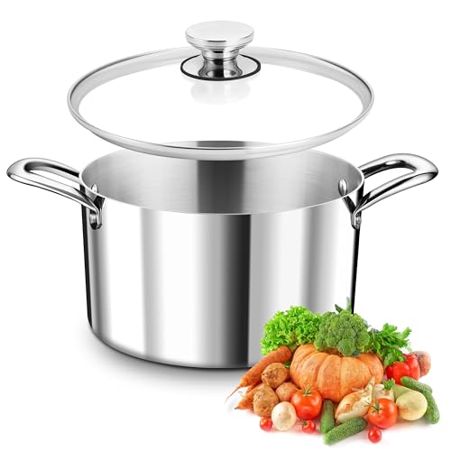 Kochtopf 5 Liter Teamfar mit 3-Lagen Edelstahl und Glasdeckel