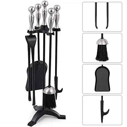 Kaminbesteck Amagabeli Garden Home 59 cm mit Ständer und Zubehör