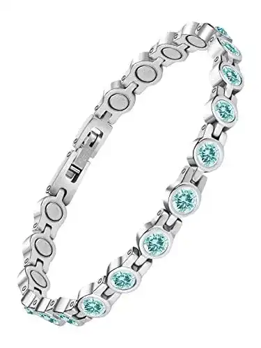 Magnetarmband JEROOT für Damen aus Titanstahl mit Zirkonia-Steinen