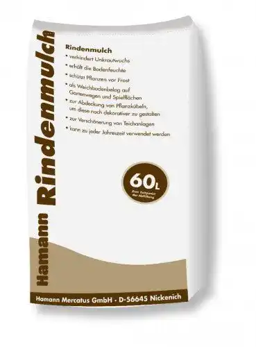 Rindenmulch von Hamann Mercatus GmbH, 60 Liter für Gartenpflege