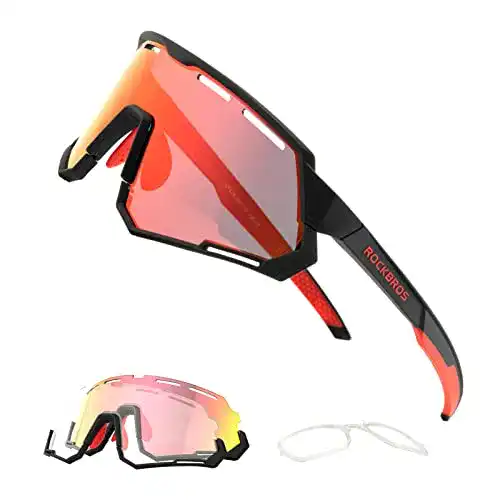 Rockbros Fahrradbrille 2 in 1 Sportbrille mit polarisierten und photochromen Gläsern