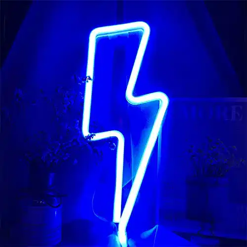 Neon-Schild ENUOLI Blue Lightning Bolt für moderne Räume