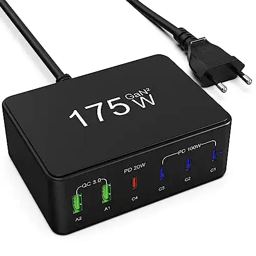 Sanicata 175W GaN USB-C Ladegerät mit 6 Ports
