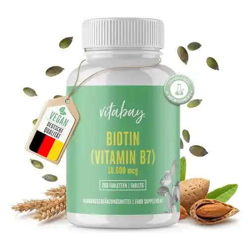 Biotin Vitabay Tabletten 10.000 mcg hochdosiert, 200 vegane Tabletten