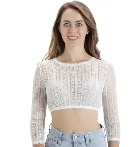 Dirndlbluse Kelliar für Damen mit Siebenviertelärmeln aus Spitze