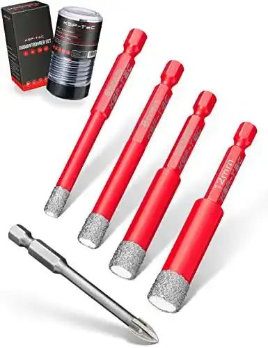 Fliesenbohrer Set KSP-Tec mit Diamantbohrern in 6, 8, 10 und 12 mm