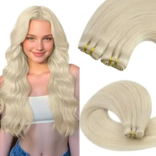 Haartressen YoungSee Haarverlängerung aus Echthaar in Platinblond