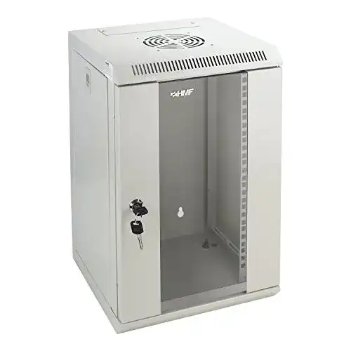 Serverschrank HMF 63309-07, 10 Zoll, 9 HE, Netzwerkschrank für Wand- und Standmontage