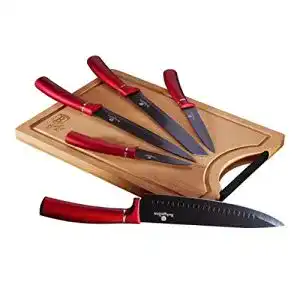Berlinger Haus Burgundy professionelles Küchenmesser-Set mit Bambus-Schneidebrett