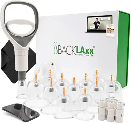 Schröpfset mit Vakuumpumpe und 12 Schröpfgläsern von Backlaxx