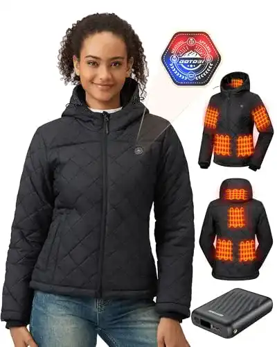 Beheizbare Damenjacke Gotobi mit 12V Powerbank und 8 Heizzonen